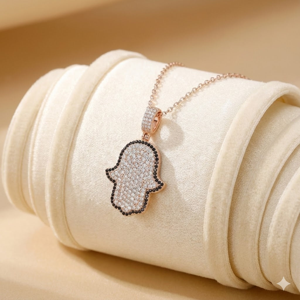 שרשרת חמסה כסף- ציפוי זהב אדום