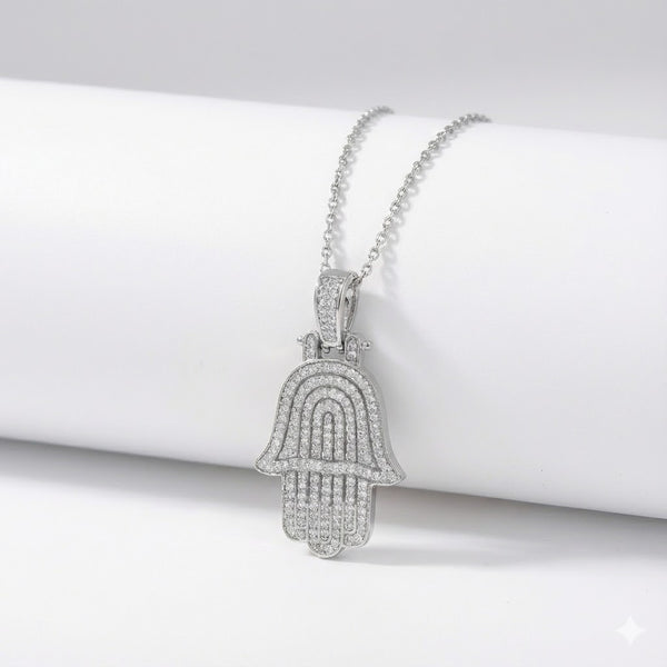 שרשרת חמסה משובצת זירקונים כסף